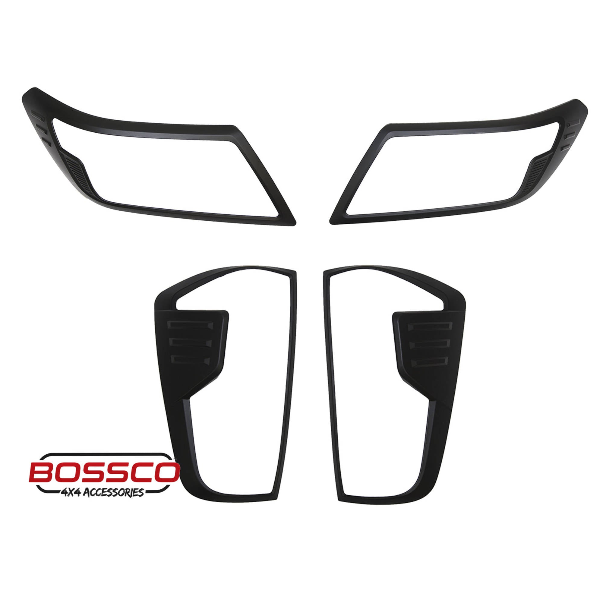 Black Front Headlight & Rear Tail Light Trim Covers Package Suitable For Nissan Navara NP300 Facelift 2021-2025
