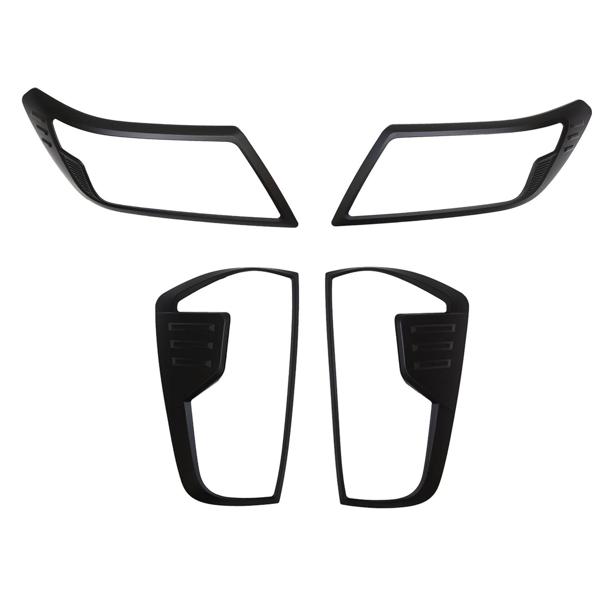 Black Front Headlight & Rear Tail Light Trim Covers Package Suitable For Nissan Navara NP300 Facelift 2021-2025